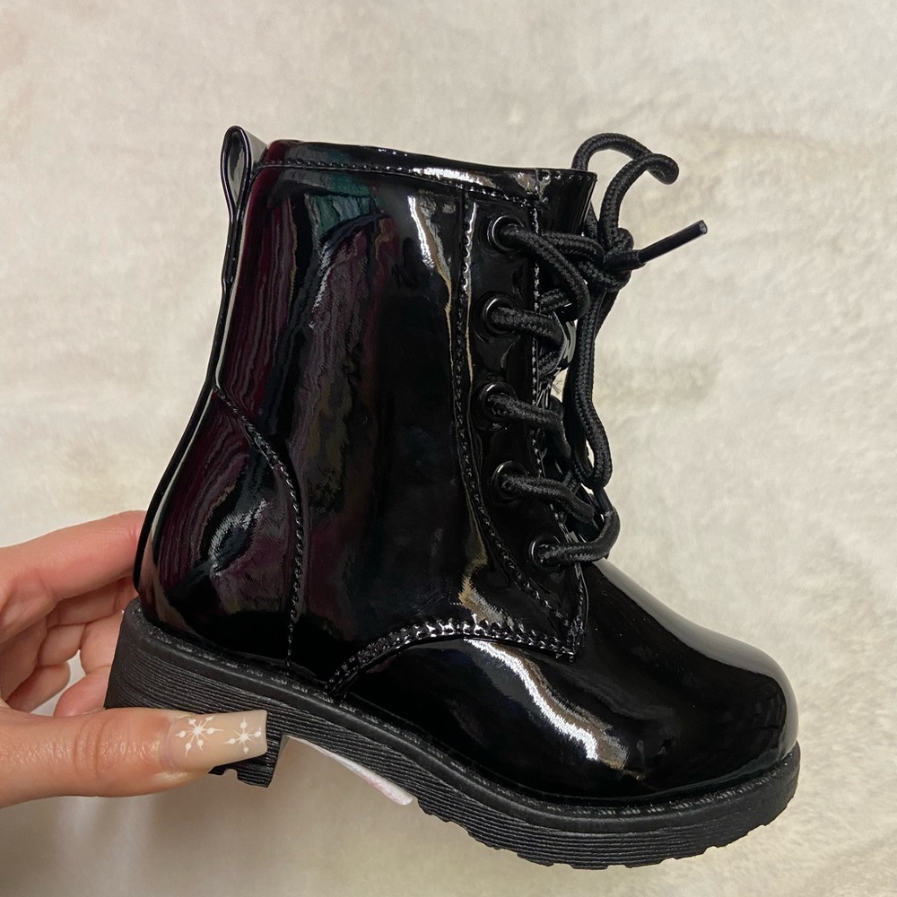 Girls Black Patent Boots